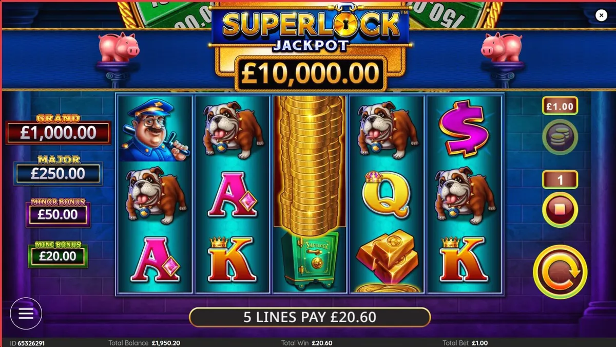Tampilan visual slot Piggy Bankin’ Super Lock dengan simbol emas dan brankas.